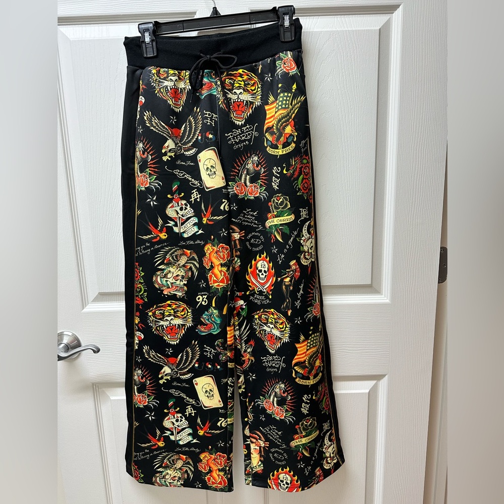 Ed Hardy shrunken Flashboard track pants